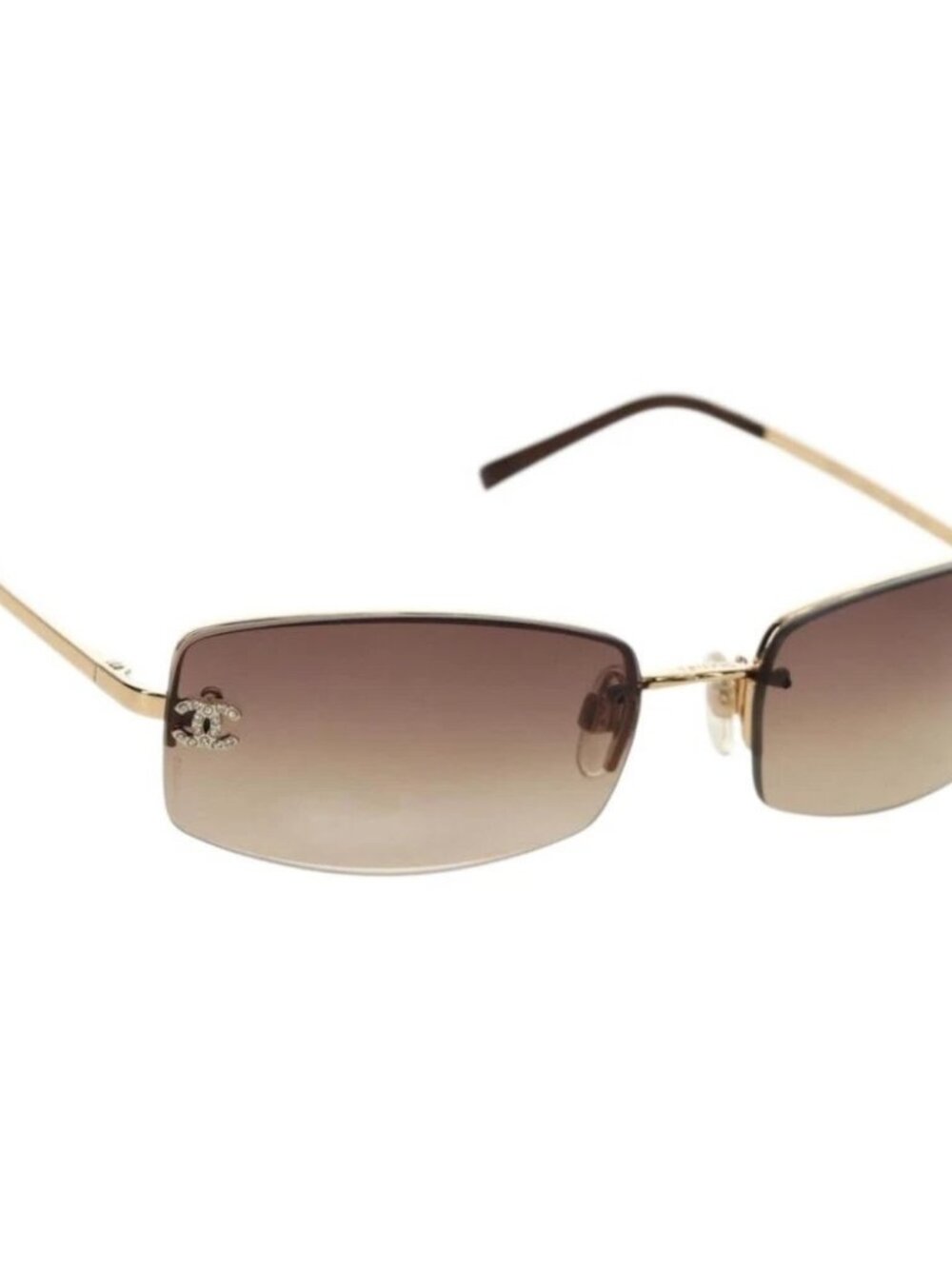 CHANEL Sunglasses Metal Gold CC Auth yk20538M